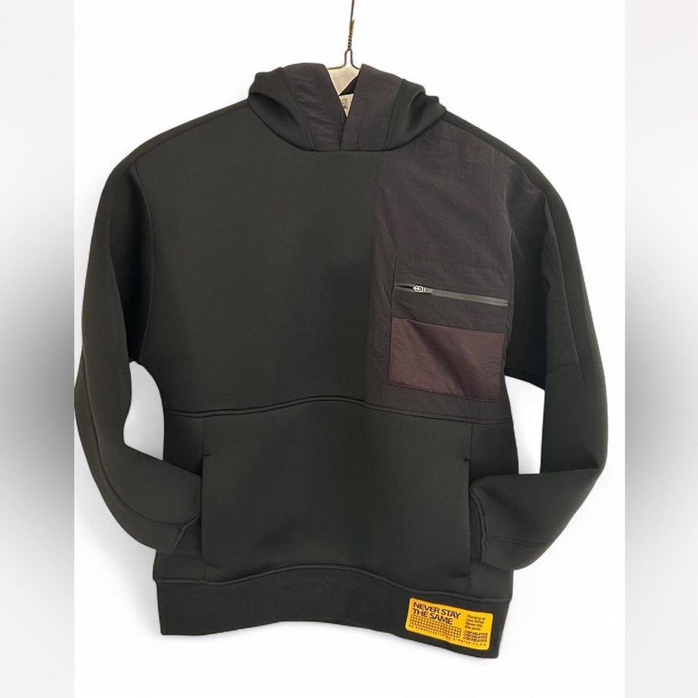 Zara mixed media Hoodie. NWT. Black. Kids size 11-12.